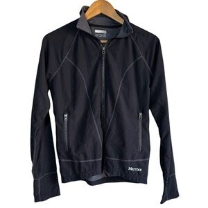 MARMOT Womens Full Zip Jacket Small Black Perforated Lightweight Running Outdoor